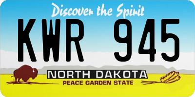 ND license plate KWR945