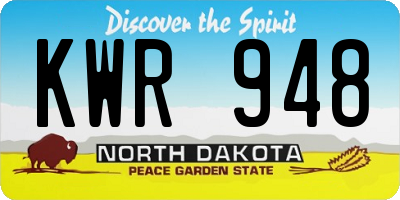 ND license plate KWR948