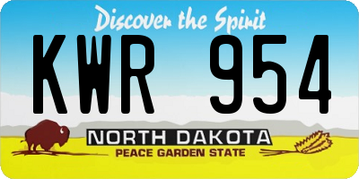 ND license plate KWR954