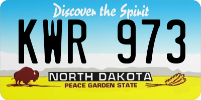 ND license plate KWR973