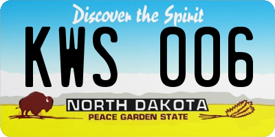 ND license plate KWS006
