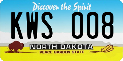 ND license plate KWS008
