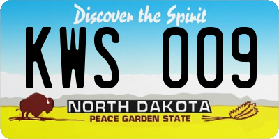 ND license plate KWS009