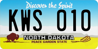 ND license plate KWS010