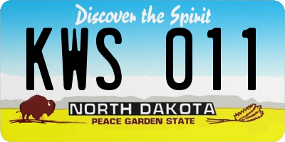 ND license plate KWS011