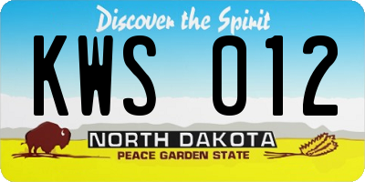 ND license plate KWS012