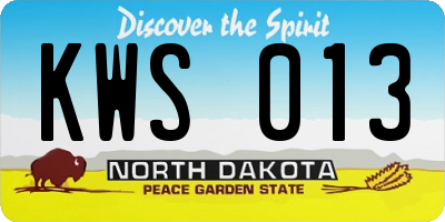 ND license plate KWS013