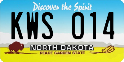 ND license plate KWS014