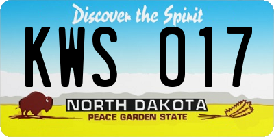 ND license plate KWS017
