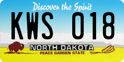ND license plate KWS018