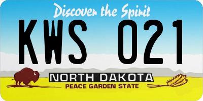 ND license plate KWS021
