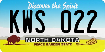 ND license plate KWS022