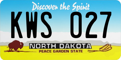 ND license plate KWS027