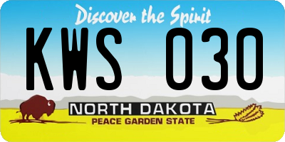 ND license plate KWS030