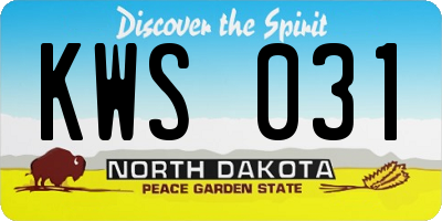 ND license plate KWS031