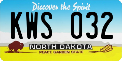 ND license plate KWS032