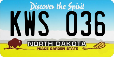 ND license plate KWS036