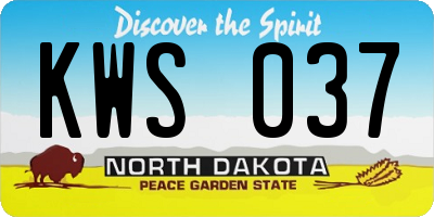 ND license plate KWS037