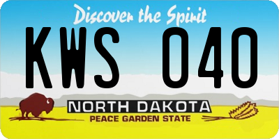 ND license plate KWS040