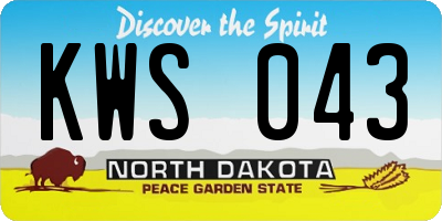 ND license plate KWS043