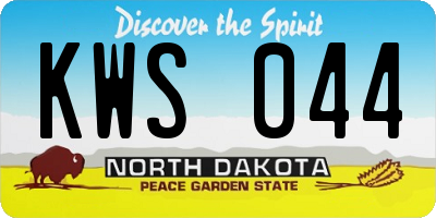 ND license plate KWS044