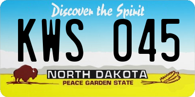 ND license plate KWS045