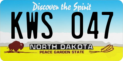 ND license plate KWS047