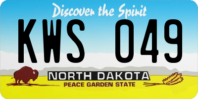 ND license plate KWS049