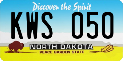 ND license plate KWS050