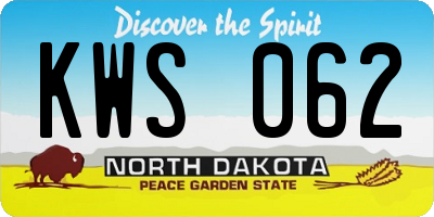 ND license plate KWS062