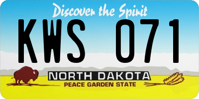 ND license plate KWS071
