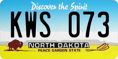ND license plate KWS073