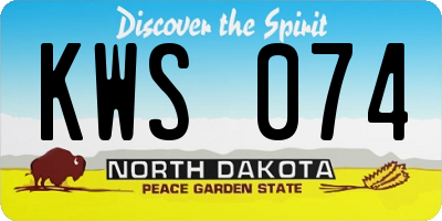 ND license plate KWS074