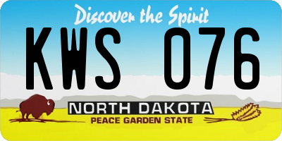 ND license plate KWS076