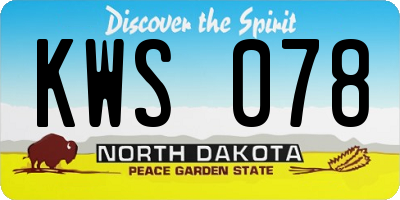 ND license plate KWS078