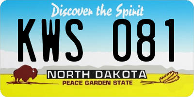ND license plate KWS081