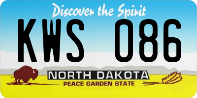 ND license plate KWS086
