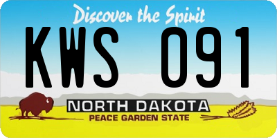 ND license plate KWS091