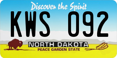 ND license plate KWS092