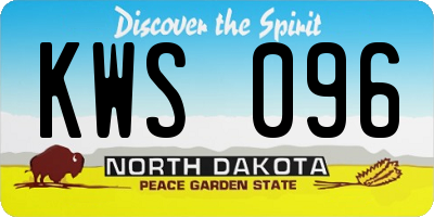 ND license plate KWS096