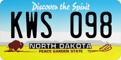 ND license plate KWS098