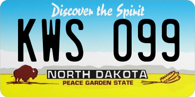 ND license plate KWS099