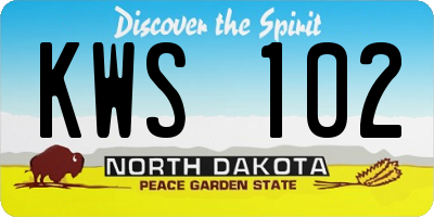 ND license plate KWS102