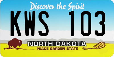 ND license plate KWS103