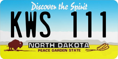 ND license plate KWS111