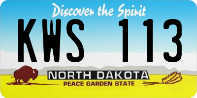 ND license plate KWS113