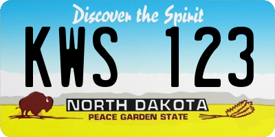 ND license plate KWS123