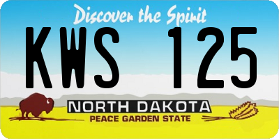 ND license plate KWS125