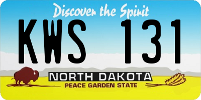 ND license plate KWS131