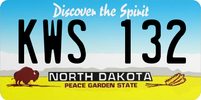 ND license plate KWS132